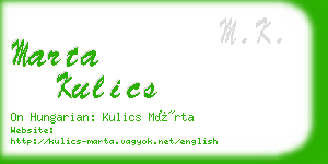 marta kulics business card
